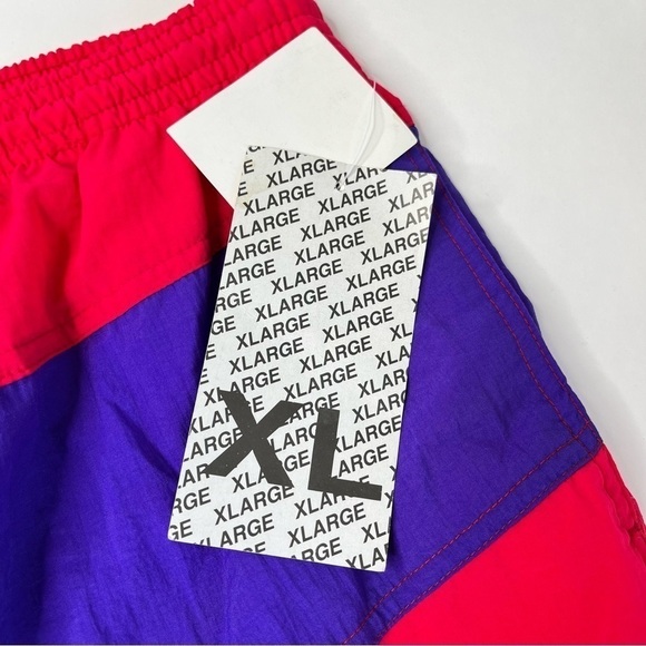 New Vintage MTO Sport Red & Purple Wide Striped Pockets Board Shorts Swim Shorts - Picture 9 of 14